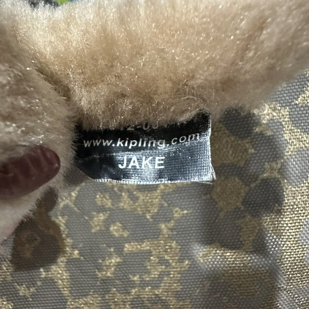 KIPLING Gold Snakeskin Padded Velvet Lining iPad Tablets Zip Case w Monkey Charm